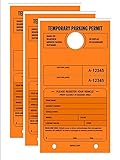 一時的な駐車場Permit – ミラーハングタグ、番号付きwith tear-offスタブ、7 – 3 / 4 " x 4 – 1 / 4インチ、明るい蛍光オレンジ、1パック50 – triple-p