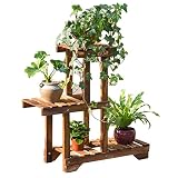 Chengxin Shop-アウトドアプラントスタンド/3段バルコニーソリッドウッドシェルフ/パインウッドランディングシェルフフラワーポットラックスタンドフラワーディスプレイバルコニー用棚居間室内ガー