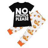 Karchi　 人気 　2017　 幼児 子供　赤ちゃん 手紙Tシャツ トップス+パンパンのパンツ ハロウィーン 衣装セット (90, 黒)