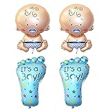 WINOMO箔ヘリウムバルーンBaby Boy Feet新生児の洗礼式誕生日パーティー