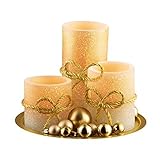 LED Gold Flameless Candlescape Centerpiece [並行輸入品]
