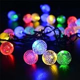 OriGlamR 15.75ft 30 LEDs Solar Powered Outdoor Colorful Twinkling Water Drop String Lights for Patio