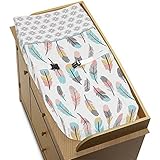 Sweet Jojo Designs Feather Collection Girls Baby Changing Pad Cover [並行輸入品]