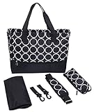 RAYMARC マザーズバッグ 大容量 5点 セット ショルダー トート 4way A4 大きめ 撥水 ブラック ドット 03