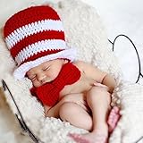 ハンドメイド 撮影写真 ベビー 幼児 ソフト帽子 毛糸編む ボーダー 帽子+蝶ネクタイ 0-8ヶ月に合う 【1点】