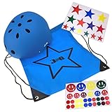 J@G 自転車 子供 大人用 ヘルメット カスタマイズステッカーシート ナップサック付き 10カラー 3サイズ (J-ブルー（艶消し）, S（50-54cm）)