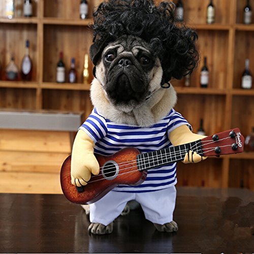 Felicely  ギター ハロウィン 面白い かわいい かっこいい コスチューム 犬服 ソフト 小型犬 中型犬 変身服 出掛け 散歩コスプレ ドッグウェア 小型犬猫用 ペット服 ワンチャン コスプレ ギター ハロウィン 面白い かわいい かっこいい コスチューム XL