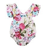 MIOIM 赤ちゃん 女の子 かわいい 花柄 プリント キャミソール 連体服 薄地 キッズ ベビー ロンパース ボディスーツ お着替え簡単 カバーオール 新生児 春夏繋ぎ 出産祝い 0~2歳