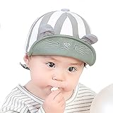 ベビー　帽子　子供用　赤ちゃん　猫　耳　ストライプ　かわいい　男の子　女の子　紫外線対策　UVカット　コットン　ハット　キッズ用品　　　 (グレー)