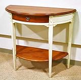 イタリア製 コンソール 花台 サイドテーブル 半円 引き出し付 ストレート脚 古木 アンティーク風 オフホワイト [幅85×奥行39×高75cm] Claudio Saoncella 14