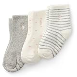 Ralph Lauren(ラルフローレン) ガールズワンポイントベビーソックス3足セット(Gray/ボーダー/ドット)/靴下 0-6m(0-6ヶ月) [並行輸入品]