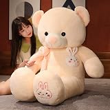 HYAKURIぬいぐるみ 特大 くま/テディベア 可愛い熊 動物 大きい/巨大 くまぬいぐるみ/熊縫い包み/クマ抱き枕/お祝い/ふわふわぬいぐるみ (奶黄色, 100cm)