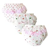 JIEYA レースのちょう結びの3パックの赤ちゃんの女の子の綿のブリーフトレーニングパンツ (130(3～4歳), A)