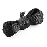 uxcell 編組スリーブ PET材質 全長4M フラット幅1cm ネットスリーブ DVIワイヤーネット