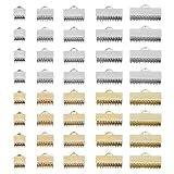 PATIKIL 6mm 8mm 10mm 13 mm 16mm リボン エンド クリンプ クランプ 150個 ピンチ クリンプ エンド ブレスレット ブックマーク コード エンド ファスナー 留め具 レザー DIY クラフト 宝石 製作 ディープ 金 ホワイト K