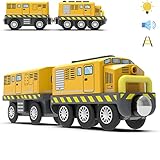 TOPLIVING 木製列車トラックアクセサリー 電池式機関車 マグネット接続付き トーマス、ブリオ、チャギントンに対応