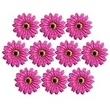 GRALARA 全13色選べ　DIY用具　人工造花　ガーベラデイジー　フラワーヘッド　結婚式　手首花作り　ホーム飾り　10個入り - 紫+赤