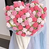 CTVWRN 花束になるブランケット かぎ針編みキット｜フラワーブーケデザイン（バラ・スズラン）｜初心者向け 編み物スターターキット 手芸用品｜リビング・寝室用 インテリア 装飾にも最適(A,100CM-120CM)