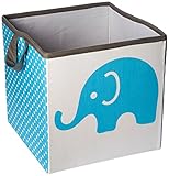 Bacati Elephants Storage Tote Basket, Aqua/Lime/Grey, Small by Bacati