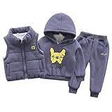 (チェリーレッド)CherryRed ベビー服 男の子 パーカー ズボン ベスト 3点セット 裏起毛 厚手 犬 青 120