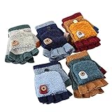 Pumpumly　子供 手袋 ミトン スマホ対応 2WAY 指なし手袋 ニット フード付き 冬用グローブ