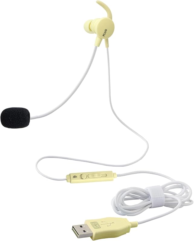 PLUS イヤホン ジブンイロ ケイタイする 小型ヘッドセット 片耳 イエロー TW-HS003 428-824