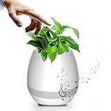 音楽植木鉢 魔法植木鉢 ワイヤレス ブルートゥース スマートタッチ イヤレススピーカー ミニフラワーポット USB充電 スマートデザイン 七色変換 (ホワイト)