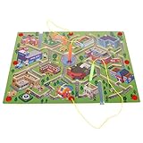 MagiDeal木製パズルマグネットビーズスロット迷路Labyrinth磁気ペンUrbanトラフィック