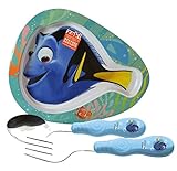 Zak 。Designs Kids Finding Dory魚型プレート&フォーク&スプーンFlatware Set 。BPAフリー、3ピースセット