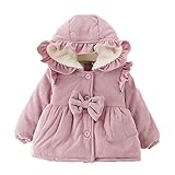 Candykids子供の女の子 綿 暖かいコート ジャケット アウターウェア ウサギ 裏起毛 ポンポン付き 厚手長袖 秋冬子供服 (90cm)