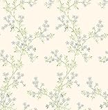 Brewster ClaireシルバーフローラルTrail壁紙 Silver シルバー 2704-22262 2