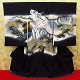 【吉祥松に昇り龍・黒】 男児　初着　祝着 のしめ 産着 男の子のお宮参り着物 高級 フードセットプレゼント付