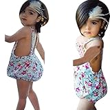 1 PC Cute Baby Infant Girls Floral Ruffles Romper Jumpsuit + 1PC Hairband (1-2 Years) by FEITONG