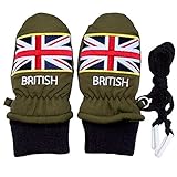 (wj1705)2017年 冬物 スノー手袋 防寒衣料 撥水加工 ミトングローブ 25.ユニオンジャック-カーキ◇3-4才