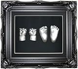 Anika-Baby Kit de moulage pour pieds et mains de bébé avec cadre vintage et peinture métallique Noir