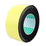uxcell スポンジテープ 耐衝撃性 ノイズ絶縁 ブラック イエロー 4 x 14.5cm 1個入り