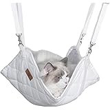 PEOPLE&PETS 猫ハンモック吊り下げベッド ケージ リバーシブル 長さ調節可 冬夏両用 50ｘ45cm 10 kgまで キルト仕様 ホワイト