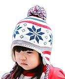 (ビグッド)Bigood 可愛い 秋冬 ニット帽 キッズ 女の子 帽子 赤ちゃん ベビー 帽子 ボンボン付き 子供用 男の子 防寒 耳あて アウター オレンジ 雪柄 ボーダーS