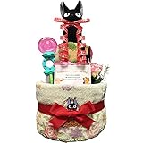 出産祝いに魔女の宅急便 ジジのおむつケーキ2段 ジブリ 女の子/赤ちゃん/内祝い/誕生日プレゼント/ギフトセット/ダイパーケーキ (パンパースS20 （出産祝い用に）)