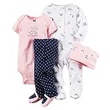 カーターズ Carter's ご出産祝いに ロンパース カバーオール 長袖 足つき 豪華4点 ギフトセット 女の子 4-Piece Take-Me-Home Set 6M (61-67cm) [並行輸