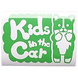 グリーン（緑） 犬 コーギー タッチ Kids in the car キッズ イン ザ カー キッズインカー ステッカー 窓ガラス用シールタイプ 車 タッ...