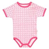デンマークの子供服ブランドＦＩＸＯＮＩ てんとう虫の 半袖 ピンク ボディスーツ 綿１００％ チェック柄 92ｃｍ