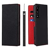 Ｈａｖａｙａ 対応 Xperia5 IV ケース Xperia5 IV カバー SO-54C ケース 手帳型 本革 ストラップ SOG09 docomo A204SO ソニー エクスペリア5iv 第4世代 au 耐衝撃 SoftBank カード収納 スタンド機能 レザー -ブラック