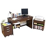 パソコンデスク 3点セット 幅120cm ブラウン