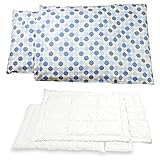 掛け敷き布団セット（カバー付）ブルードット柄 掛け布団 幅90cm×長さ120cm、掛け布団用アタッチメント、幅90cm×長さ30cm、掛けカバー、掛けアタッチメントカバー、敷き布団 幅70cm×長さ