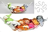 2-Pcs Toy Storage - Mesh Hammock with White Hanging Hooks Stuffed Animal Toy Storage, Hammock Net To