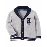 カーターズ carter's 男の子用グレーx紺HUNKもこもこワッペンウッド調ボタン付きカーディガン (9months(67-72cm)) [並行輸入品]