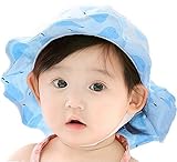 ベビー 帽子 男の子 女の子 新生児 赤ちゃん 春 夏 つば付き キッズ 日よけ uvカット 紫外線 防止 対策 100％コットン 幼児用５０＋ UPF日焼予防帽子、サイズの調整可能 (ブルー)