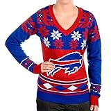Buffalo Bills Women 's NFL「Bigロゴ" Ugly Vネックセーター S ブルー