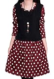 【Smile LaLa】 レディース ワンピース チュニック ドット 長袖 ネイビー ボルドー ワインレッド 春 秋 冬 (XXL, レッド)